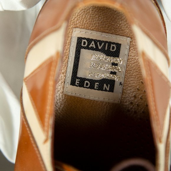 David Eden Men’s Light Brown & Cream Leather Shoes - Picture 7 of 7